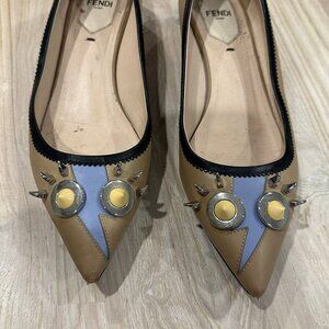 Fendi Nude Flat with silver heel